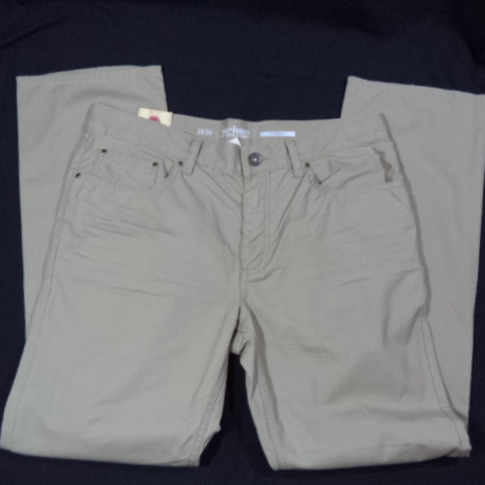 Mens Khaki Straight Leg Low Rise Jeans 36x32 NWT